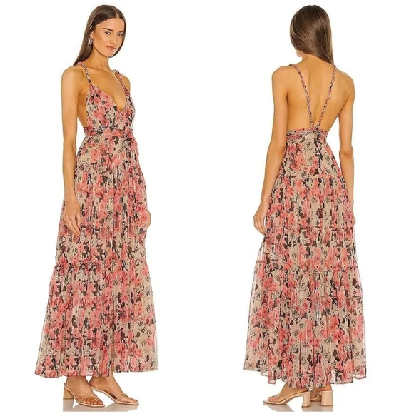 ASTR the Label Eartha Tiered Floral Open Back Long Maxi Dress XS - Picture 1 of 9
